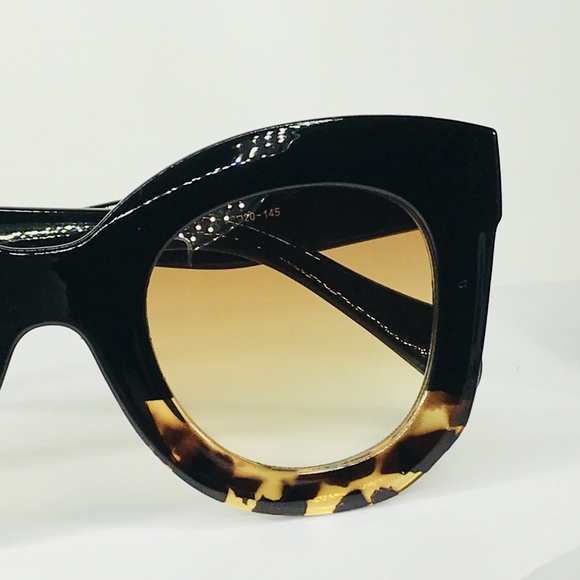 Square Cat Eye Sunglasses Blk/Torti - Picture 2 of 8